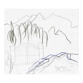 Norbert Voelkel French Landscape Drawing For Sale