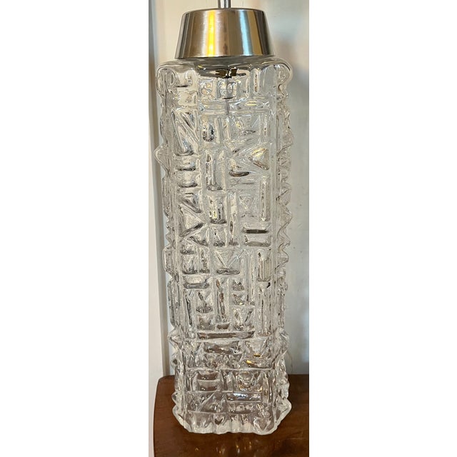 Scandinavian Mid-Century Modern MCM brutalist glass skyscraper table lamp designed by Henrik Blomqvist circa 1960....