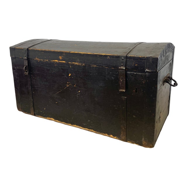 German Dome Vintage Travel Wood Trunk Circa 1800s For Sale