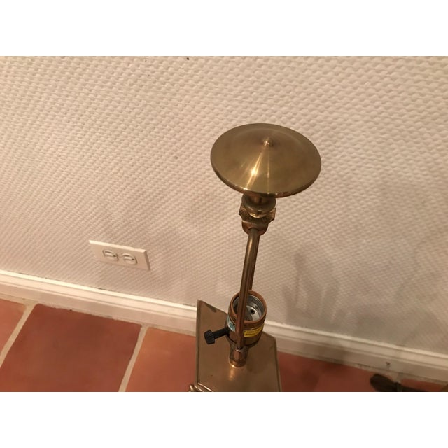 1980s Chapman Brown Marble and Brass Lamps - a Pair For Sale In Chicago - Image 6 of 7