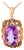 Late 20th Century 14K Pink Rose Gold Diamond Amethyst Filigree Pendant Necklace For Sale