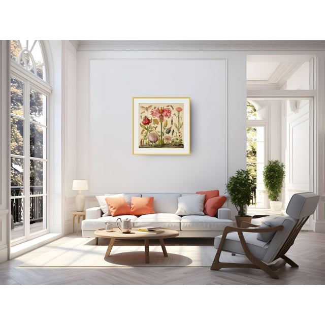 Insects and Flowers – Natural History Fine Art Print This captivating fine art print reproduces a richly detailed natural...