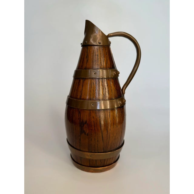 French Country Traditional Norman French Copper and Wood Pitcher For Sale - Image 3 of 10