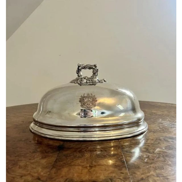 Victorian Silver Plated Meat Cover, 1880s For Sale - Image 3 of 6