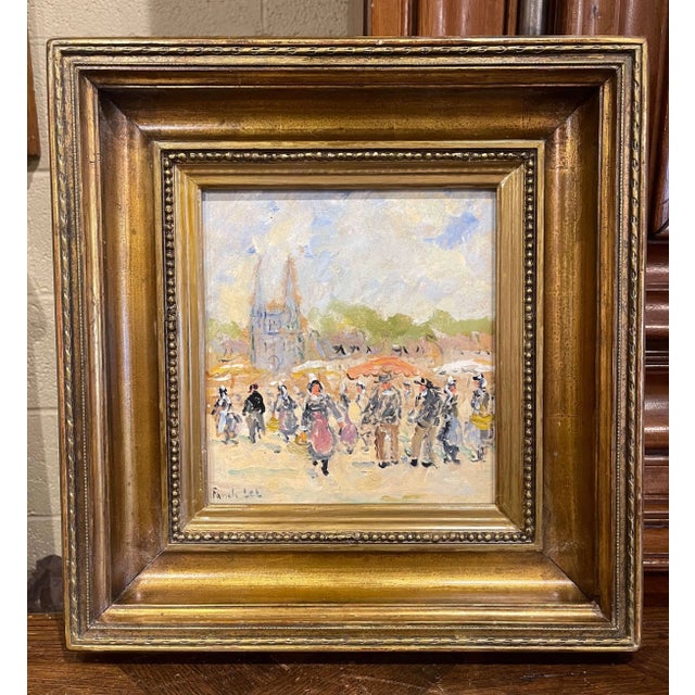 Late 20th Century Mid-Century French Framed "Marche Breton a Quimper" Painting Signed Fanch Lel For Sale - Image 5 of 11