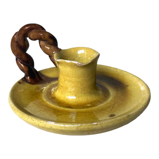 French Vallauris Finger Loop Candle Holder With Rope Detail For Sale