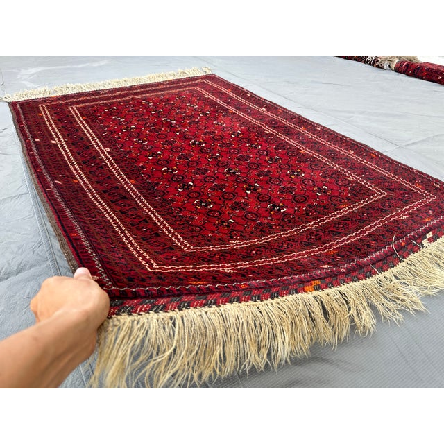 A finely hand-knotted Afghan Beshir (Bashiri) rug — the Ersari-Turkmen weaving group prized for refined all-over lattice...