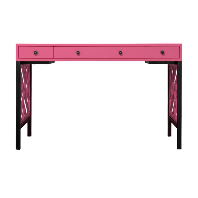 David Francis Chippendale Writing Desk - Pink For Sale - Image 4 of 9
