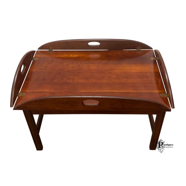 Thomas Chippendale Vintage Traditional Chippendale Style Mahogany Butler’s Tray Coffee Table For Sale - Image 4 of 11