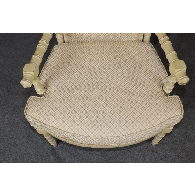 Pair of Painted Faux Bamboo Hollywood Regency French Inspired Armchairs For Sale - Image 10 of 13