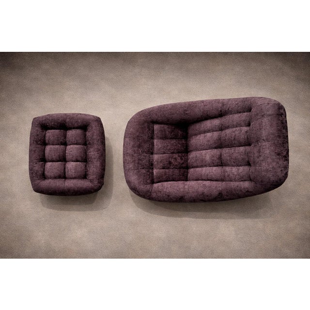 Mp-163 “Earth” Lounge Chair With Ottoman in Tufted Velvet Upholstery, Percival Lafer, 1976 For Sale - Image 11 of 15