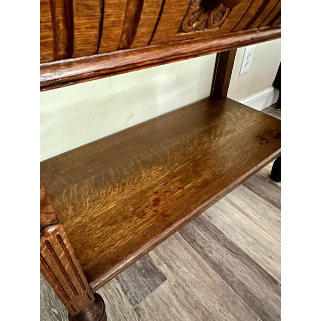 Antique 19th Century Quarter-Sawn (Tiger) Oak Library Table With Lion Face Carvings For Sale In Orlando - Image 6 of 12