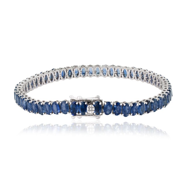 VRJewels Luxury 15.54 Carat Natural Royal Blue Sapphire Bracelet in 14k Gold For Sale - Image 10 of 17