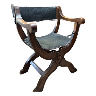 Antique Italian Renaissance Revival Walnut Savonarola Chair For Sale