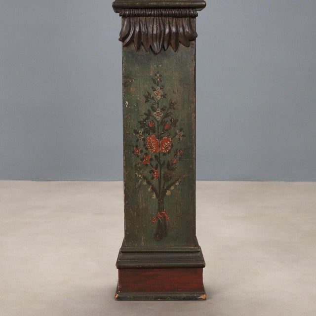 Wood Grandfather Clock in Lacquered Fir Wood and Metal For Sale - Image 7 of 11