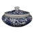Blue and White Porcelain Lidded Tea Cake Jar, Interlocking Lotus Scroll Storage Canister For Sale