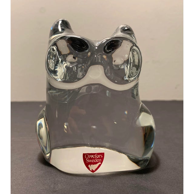1970s Mid-Century Orrefors Sweden Crystal Owl Paper Weight For Sale - Image 5 of 8