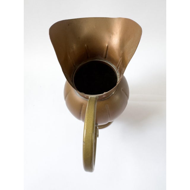 Vintage French Copper Pitcher With Sculptural Brass Handle – Villedieu For Sale - Image 6 of 12