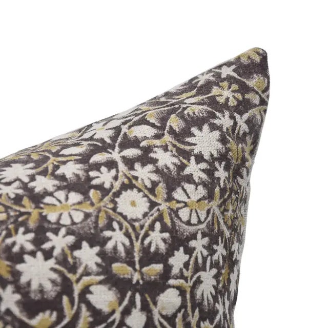 FabDivine Handmade Block Printed Cushion Case 26x26 Inch Thick Linen-Mahalaxmi For Sale - Image 4 of 4