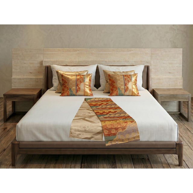 Textile Japanese Ceremonial Silk Bed Runner Set by Renaras, Set of 5 For Sale - Image 7 of 11