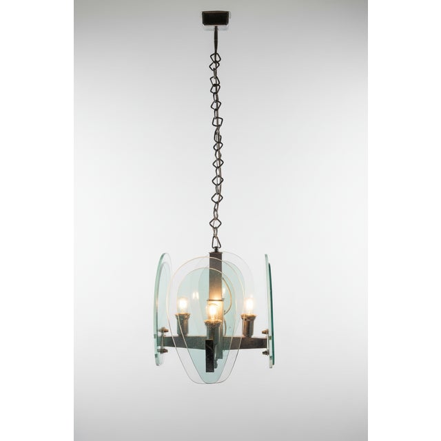 Metal Fontana Arte Italian Pendant Lamp, 1970s For Sale - Image 7 of 11
