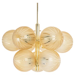 Emperor Sputnik Opal Glass Globes Chandelier from Kaiser Idell / Kaiser Leuchten, Germany, 1970s For Sale