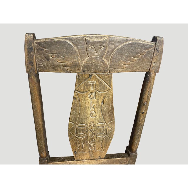 Tribal Andrianna Shamaris Wabi Sabi Carved Chair For Sale - Image 3 of 5