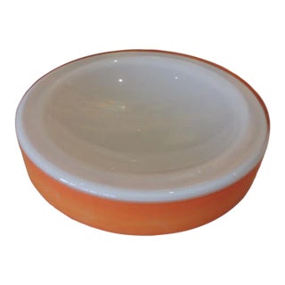 MCM White and Orange Round Decorative Dish/Catchall For Sale