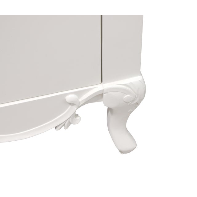 A Classic European Baroque-Style White Embossed Storage Cabinet/Bathroom Vanity Base. For Sale - Image 10 of 14