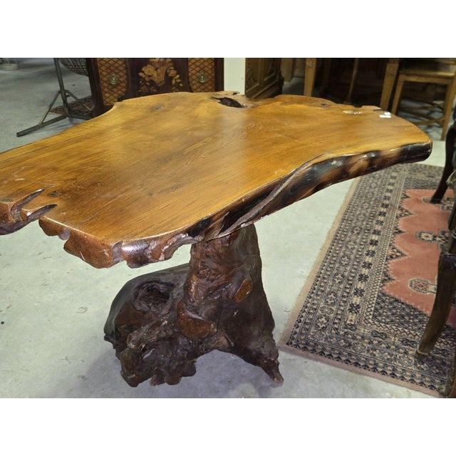 Brown Carved Olive Wood Root Table, 1930s For Sale - Image 8 of 10