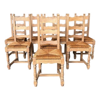 Oak Farmhouse Dining Chairs, 1925, Set of 8 For Sale