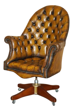 Art Deco Brown Leather Chesterfield Chair, 1920s