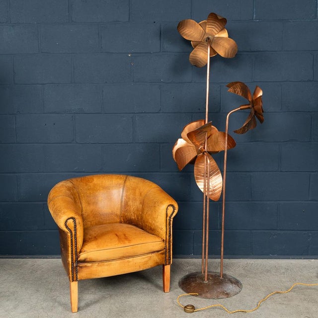 Vintage 20th Century Italian Brass Floral Floor Lamp, 1970s For Sale - Image 4 of 18