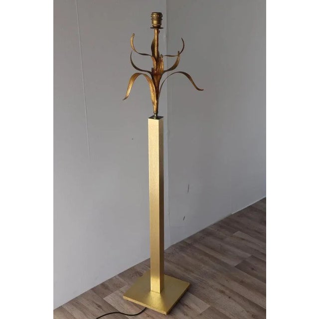 Gold Vintage Gold Metal Floor Lamp, 1970s For Sale - Image 8 of 10