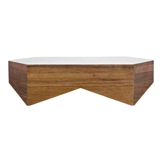 Amsterdam Coffee Table in Dark Walnut in Walnut and Quartz For Sale