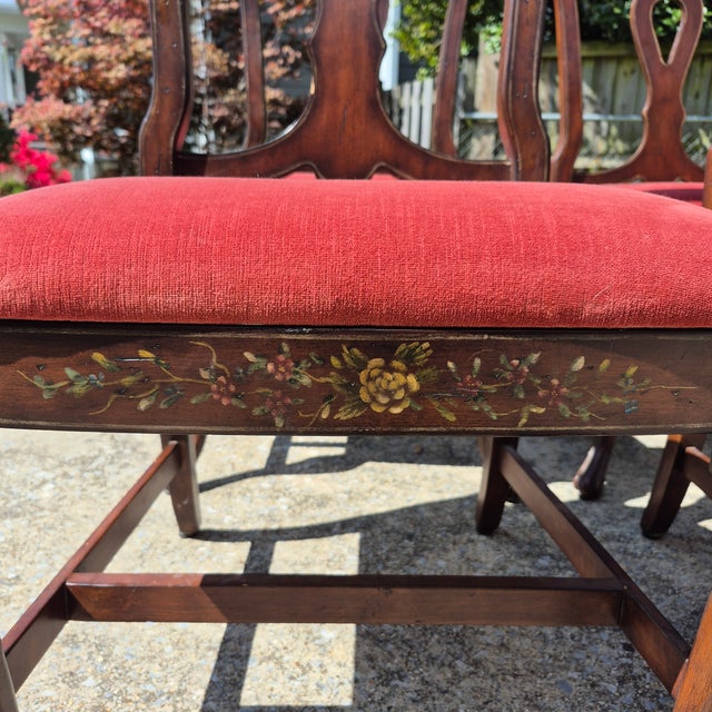 Mid-20th Century Lane Furniture French Provincial Paint Decorated Walnut Dining Chairs, Set of 8 For Sale - Image 11 of 15