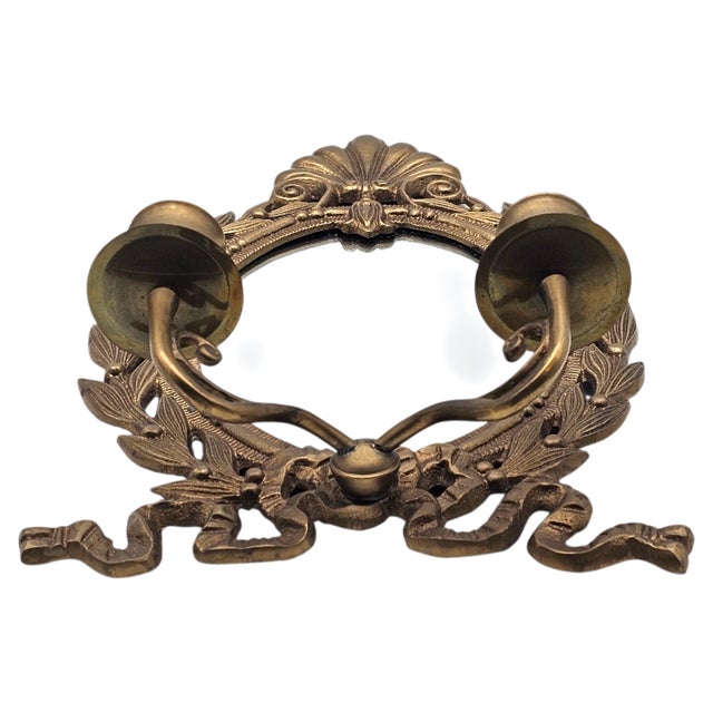 1950s Vintage Brass Mirrored Double-Arm Wall Sconce, 13" For Sale - Image 5 of 11