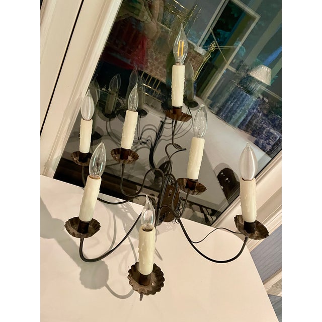 Late 19th Century Antique French Wrought Iron Candle Sconces – Electrified 19th Century Wall Lights - a Pair For Sale - Image 5 of 10