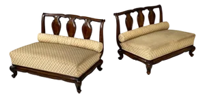 Late 19th-Century Style Italian Armchairs in Wood and Beige Fabric, 1930s, Set of 2
