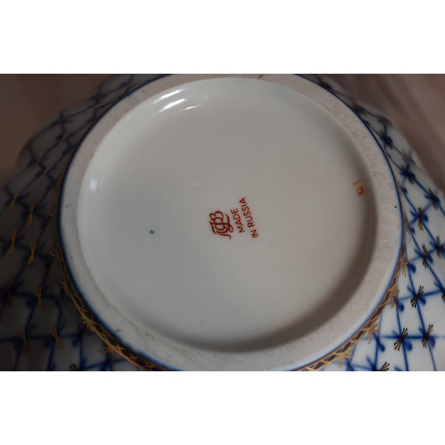 Cobalt Net 22k Gold Large Porcelain Teapot & Lid by Lomonosov For Sale - Image 11 of 13