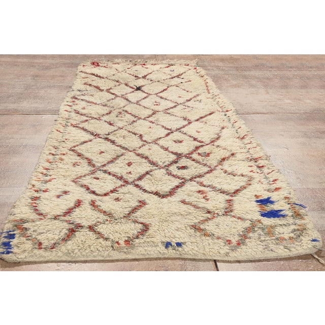 Vintage Azilal Boucherouite Moroccan Rug, 03'06 X 08'08 For Sale - Image 9 of 10