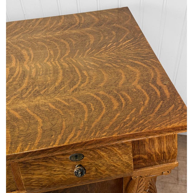 Antique Empire Quarterawn Oak Lions Paw Carved Sideboard Buffet Server For Sale - Image 15 of 18