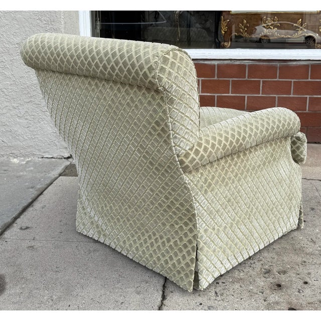 Nancy Corzine Modern Nancy Corzine Fully Upholstered Cut Velvet Club Chair For Sale - Image 4 of 5