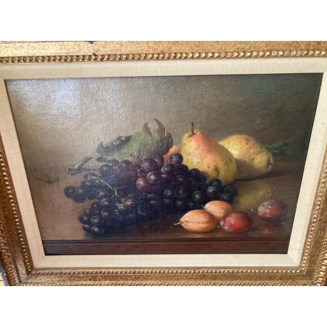 Associated American Artists Important American Americana 1893 Painting Franklin Harrison Miller Sill Life With Grapes, Pears and Plums For Sale - Image 4 of 12