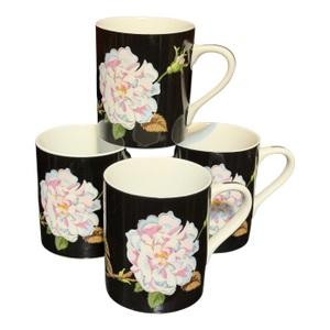Set of 4 Tiffany & Co Porcelain Mugs Mrs. Delany's Flowers by Sybil Connolly