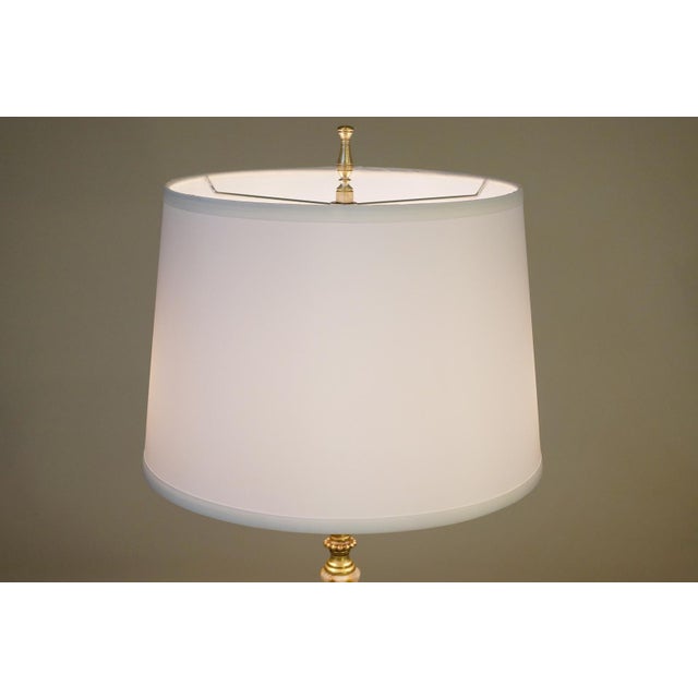 1920s French Art Nouveau Neo Classic Green Banded Onyx Marble Brass Table Lamp For Sale - Image 9 of 11