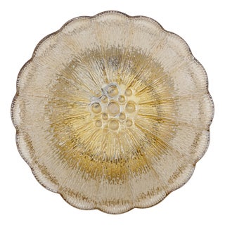 Mid-Century Modern Amber Bubble Glass Flush Mount Lamp, 1960s For Sale