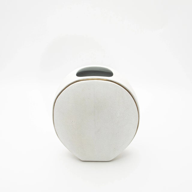 Shagreen Vase With Brass Details by R&y Augousti For Sale In Los Angeles - Image 6 of 10