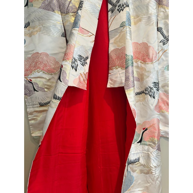 1940s Japanese Vintage Hand Embroidered Wedding Kimono For Sale - Image 5 of 8