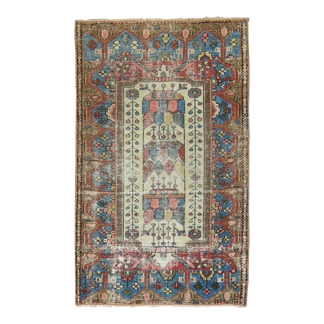 Early 20th Century Shabby Chic Persian Malayer Tiny Rug - 2'6" x 3'9" For Sale